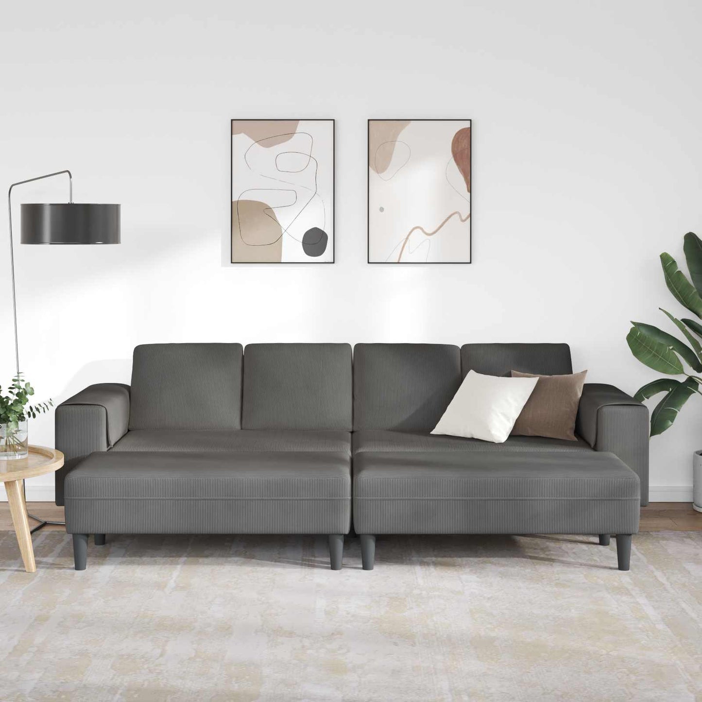 Kanapé Sötétszürke 250 x 188 x 76 cm Bársonyos szövet