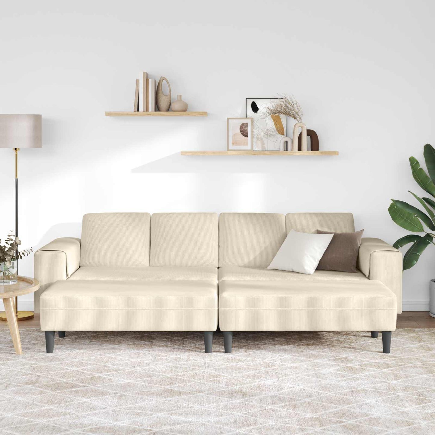 Kanapé Krém 250 x 188 x 76 cm Bársonyos szövet