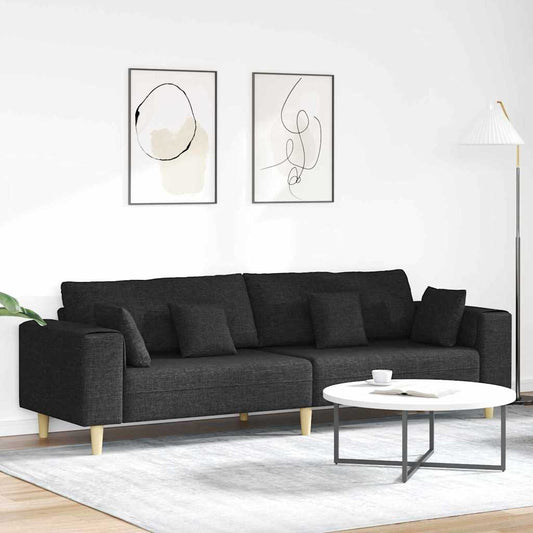 Kanapé párnával Fekete 250 x 77 x 76 cm szövet