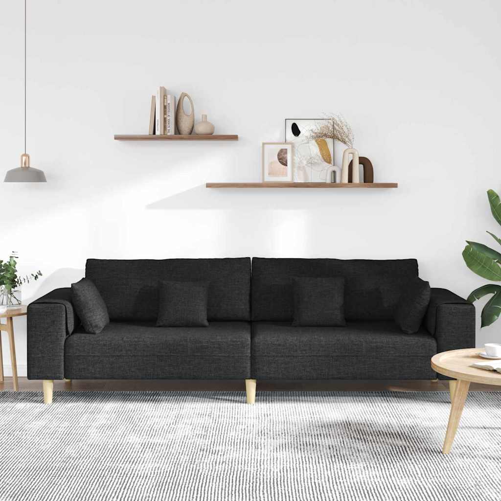 Kanapé párnával Fekete 250 x 77 x 76 cm szövet
