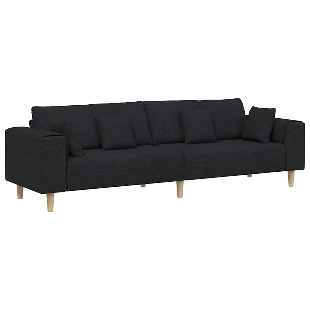 Kanapé párnával Fekete 250 x 77 x 76 cm szövet