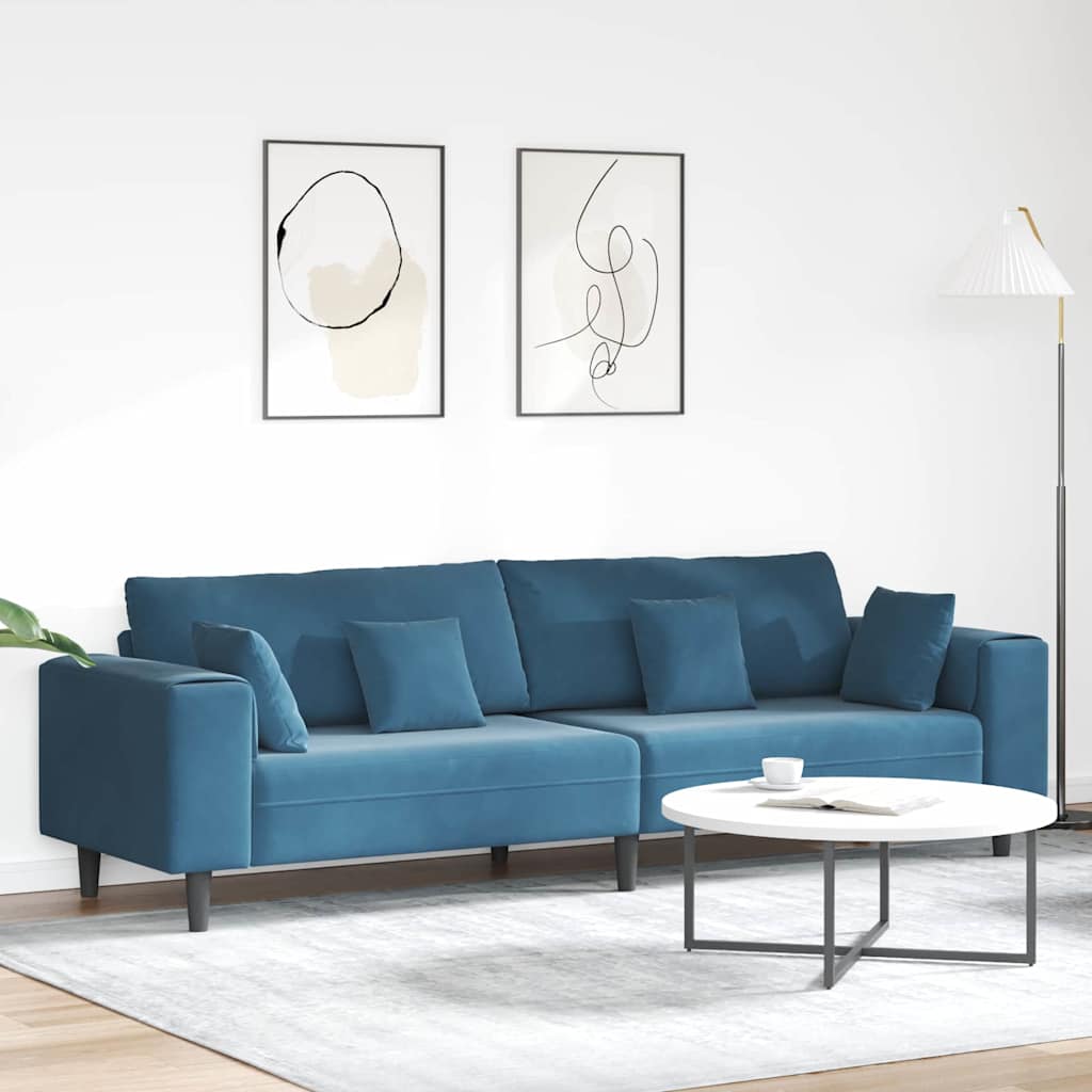 Kanapé Kék 250 x 77 x 76 cm Bársony
