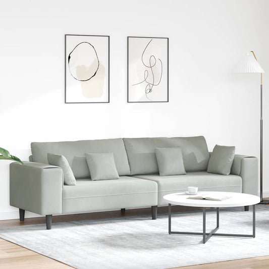 Kanapé Világosszürke 250 x 77 x 76 cm Bársony