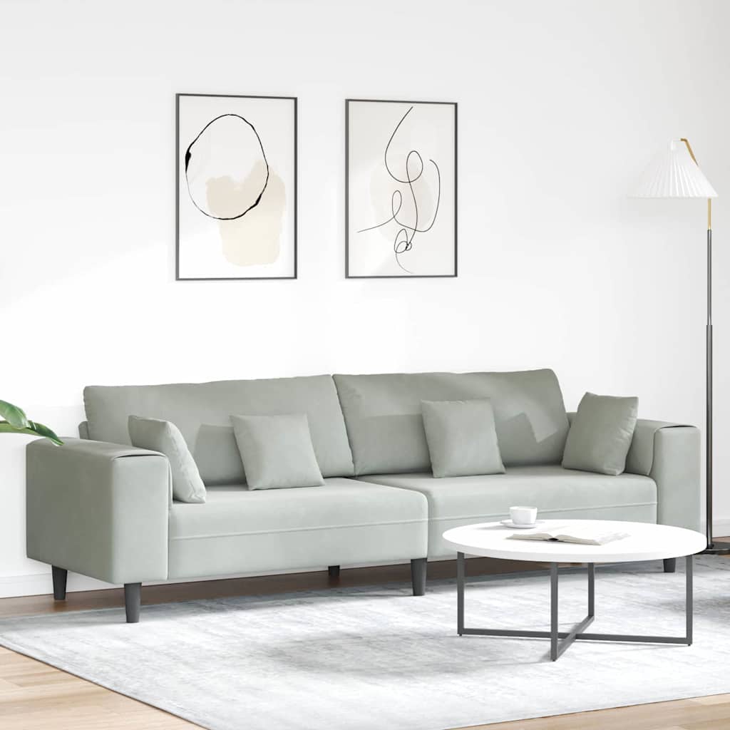 Kanapé Világosszürke 250 x 77 x 76 cm Bársony