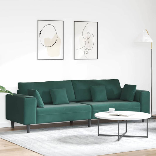 Kanapé Sötétzöld 250 x 77 x 76 cm Bársony