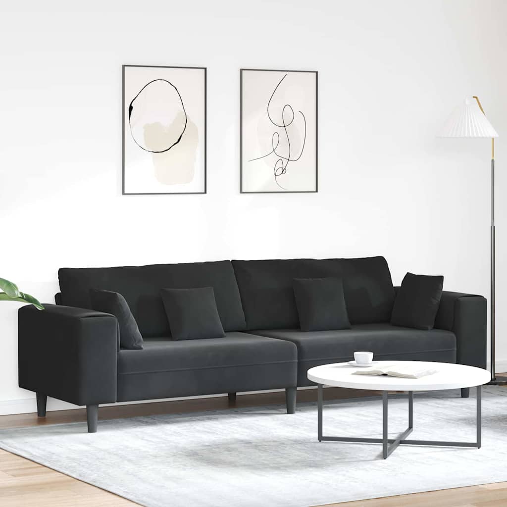 Kanapé Fekete 250 x 77 x 76 cm Bársony