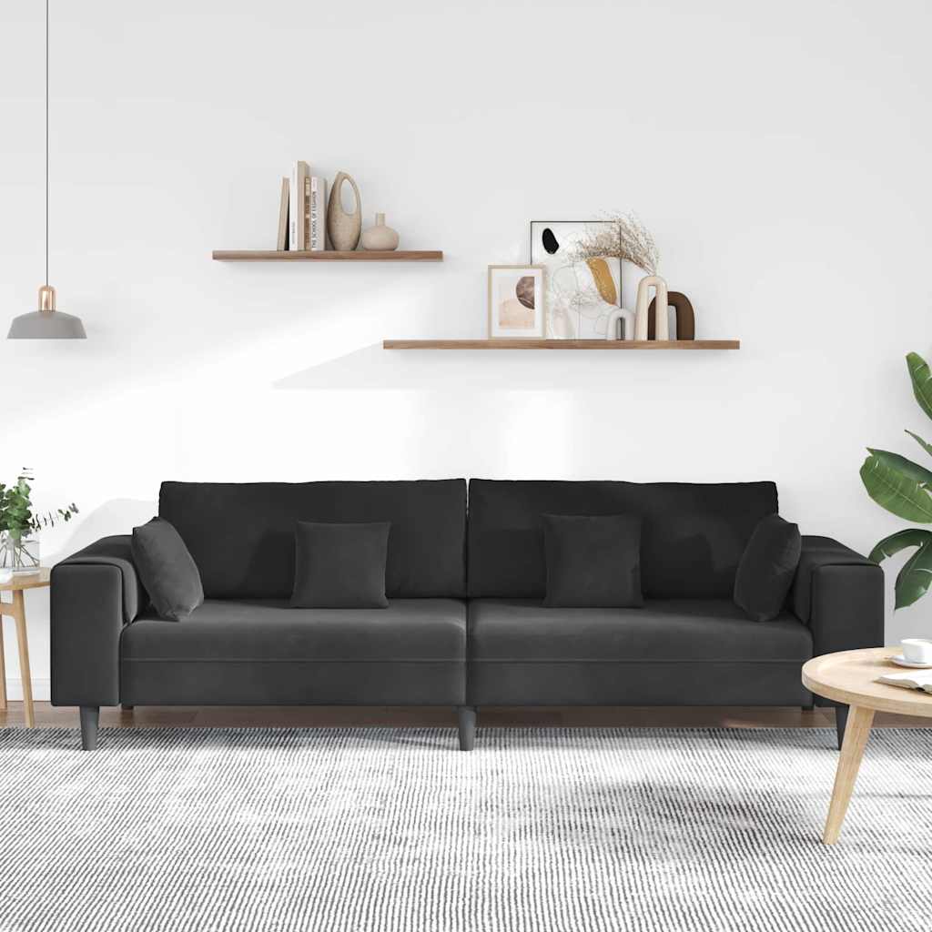 Kanapé Fekete 250 x 77 x 76 cm Bársony