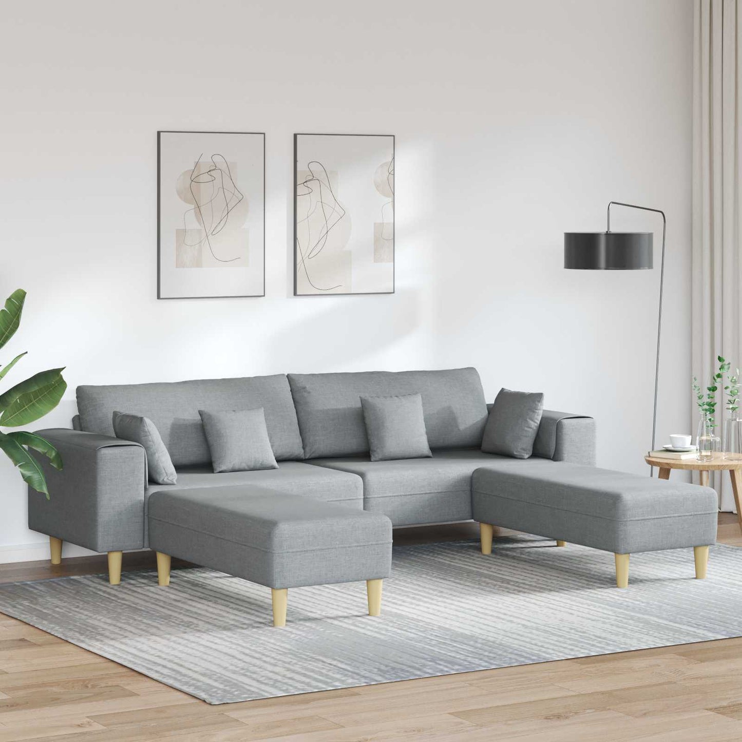 Kanapé párnával 3 pcs Világosszürke szövet