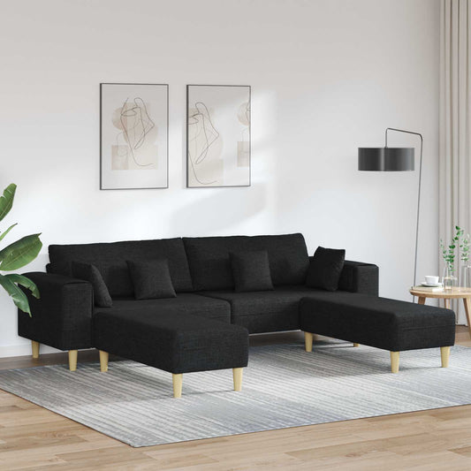 Kanapé párnával 3 pcs Fekete szövet