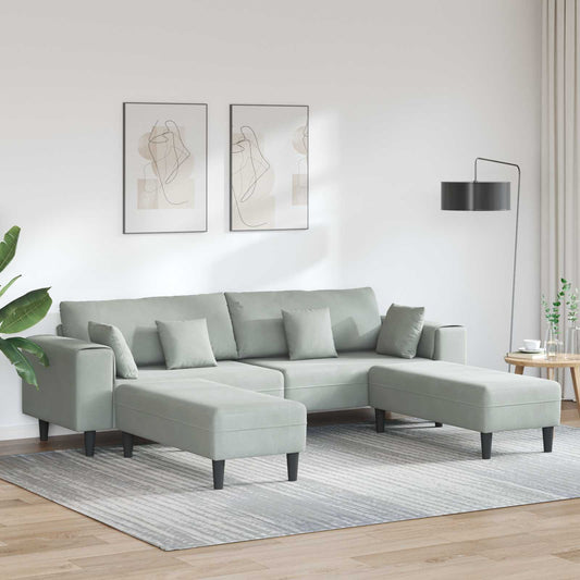 Kanapé 3 pcs Világosszürke 250 x 188 x 76 cm Bársony