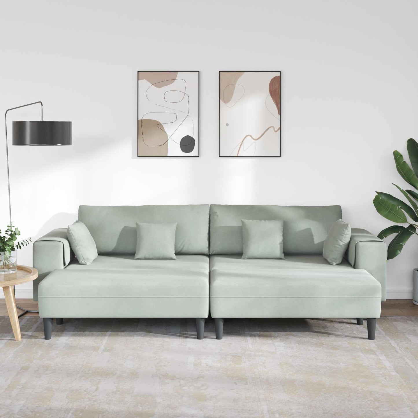 Kanapé 3 pcs Világosszürke 250 x 188 x 76 cm Bársony