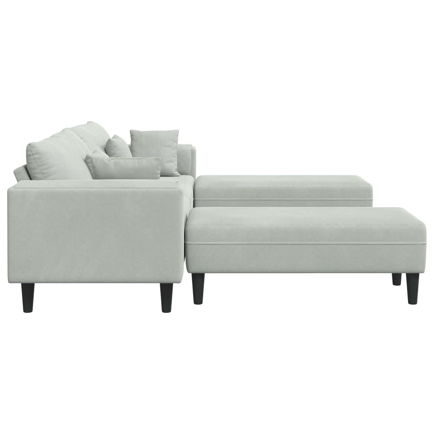 Kanapé 3 pcs Világosszürke 250 x 188 x 76 cm Bársony