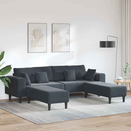 Kanapé 3 pcs Sötétszürke 250 x 188 x 76 cm Bársony