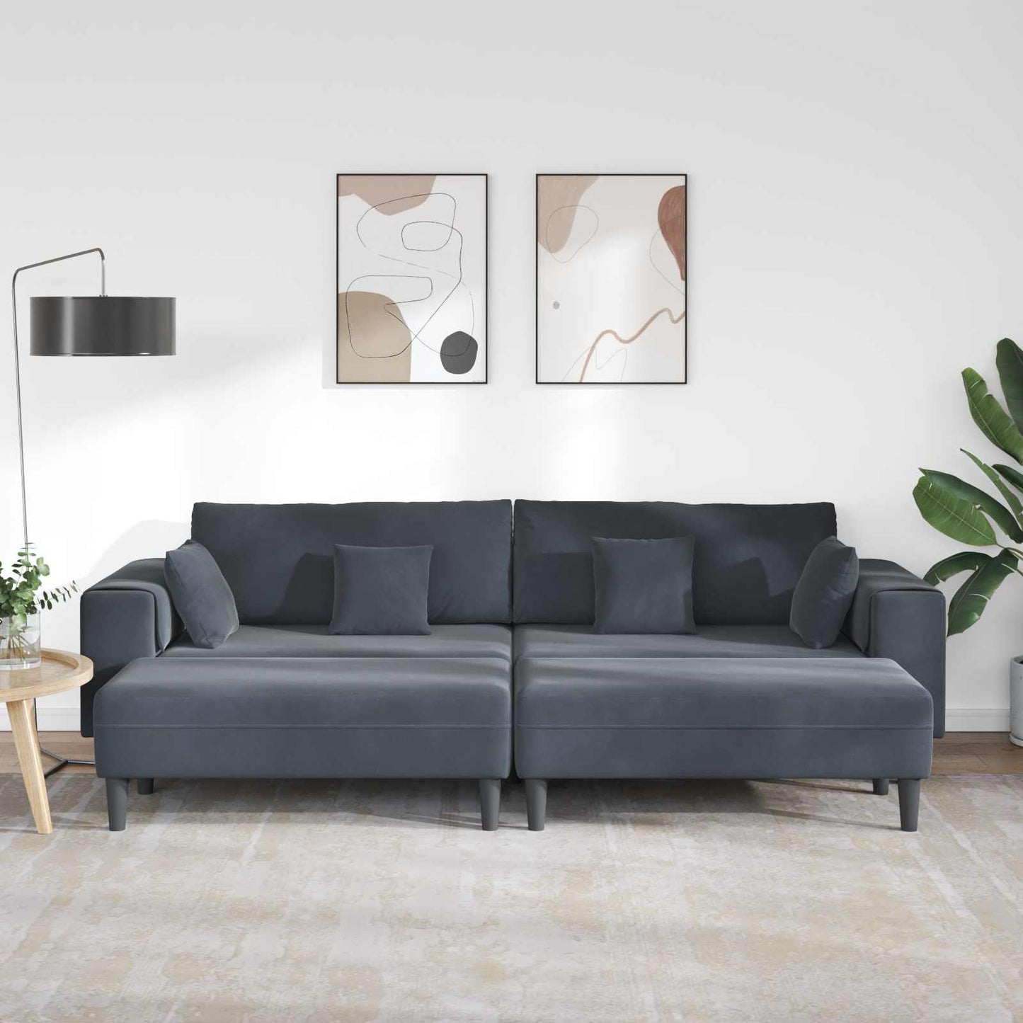 Kanapé 3 pcs Sötétszürke 250 x 188 x 76 cm Bársony