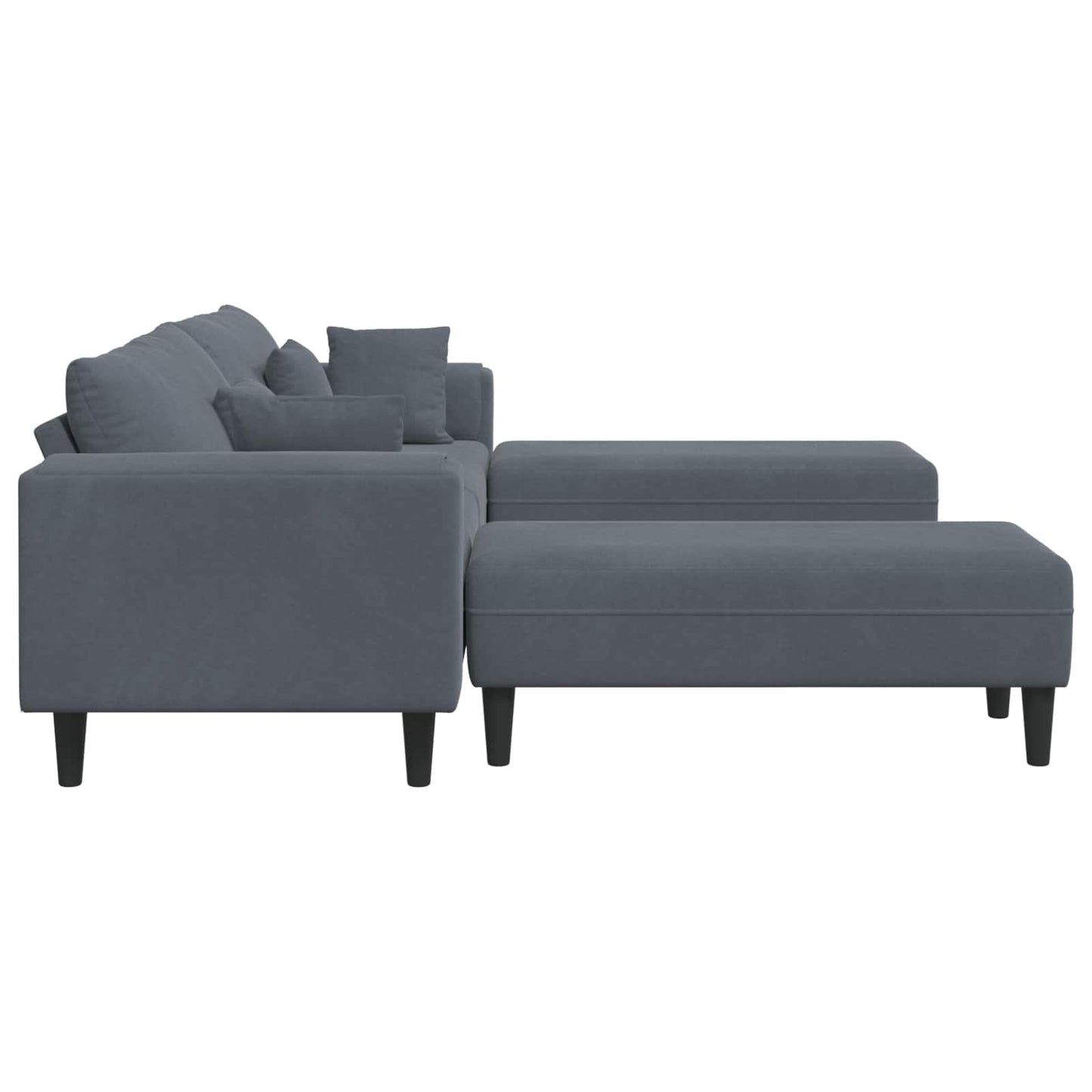 Kanapé 3 pcs Sötétszürke 250 x 188 x 76 cm Bársony