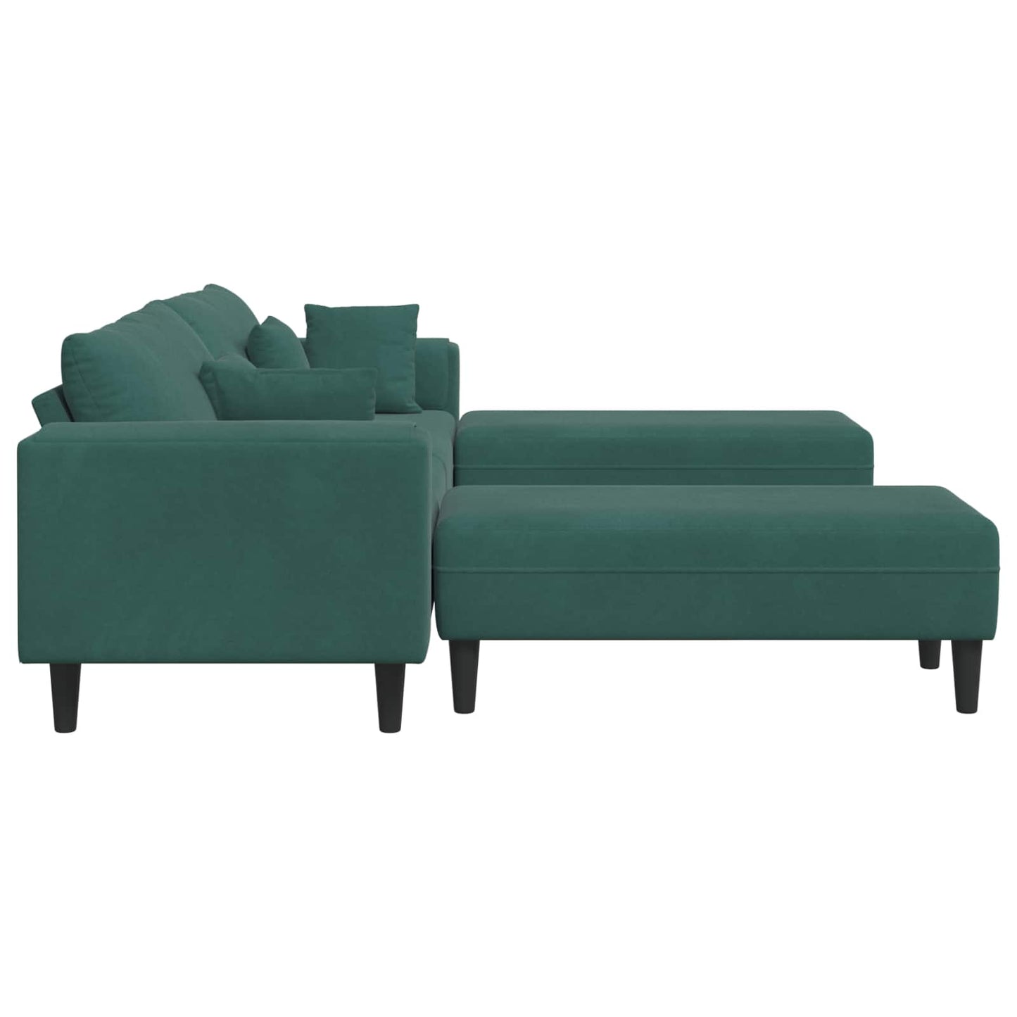 Kanapé 3 pcs Sötétzöld 250 x 188 x 76 cm Bársony