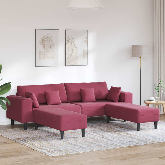 Kanapé 3 pcs Bordó 250 x 188 x 76 cm Bársony
