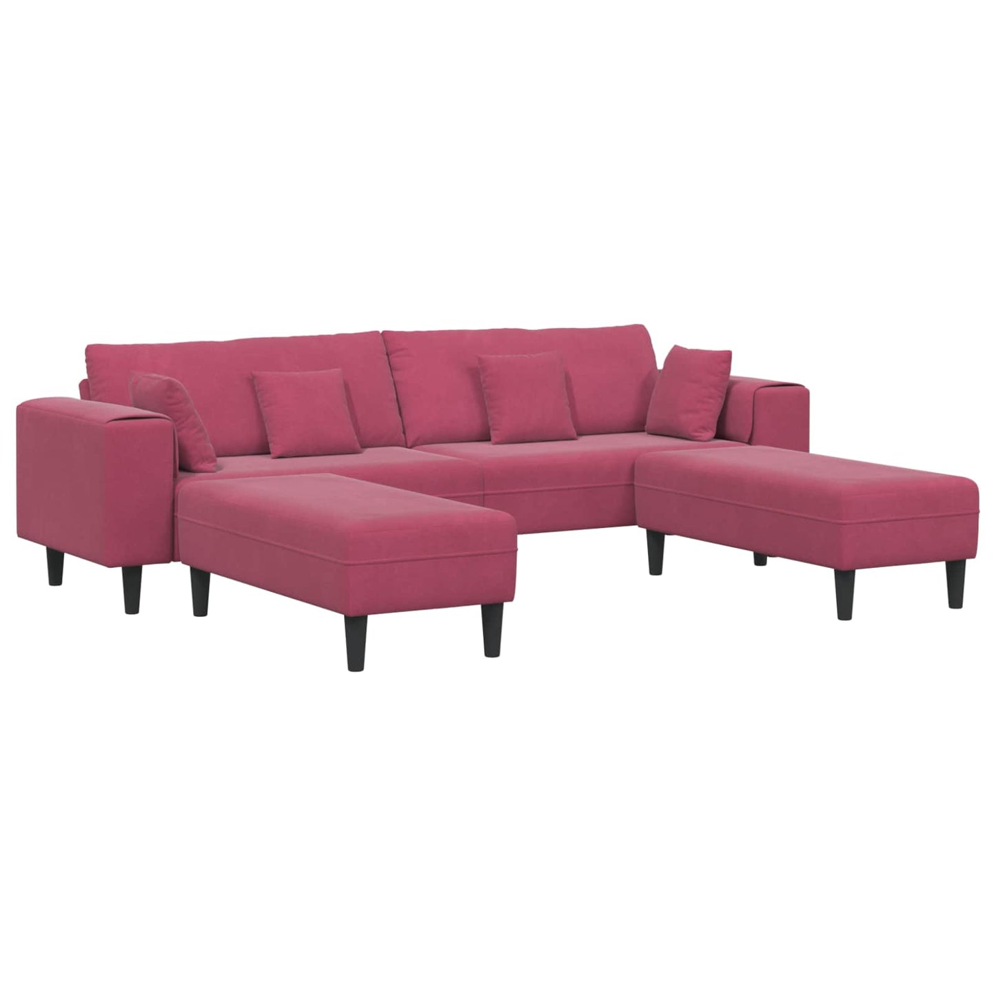 Kanapé 3 pcs Bordó 250 x 188 x 76 cm Bársony
