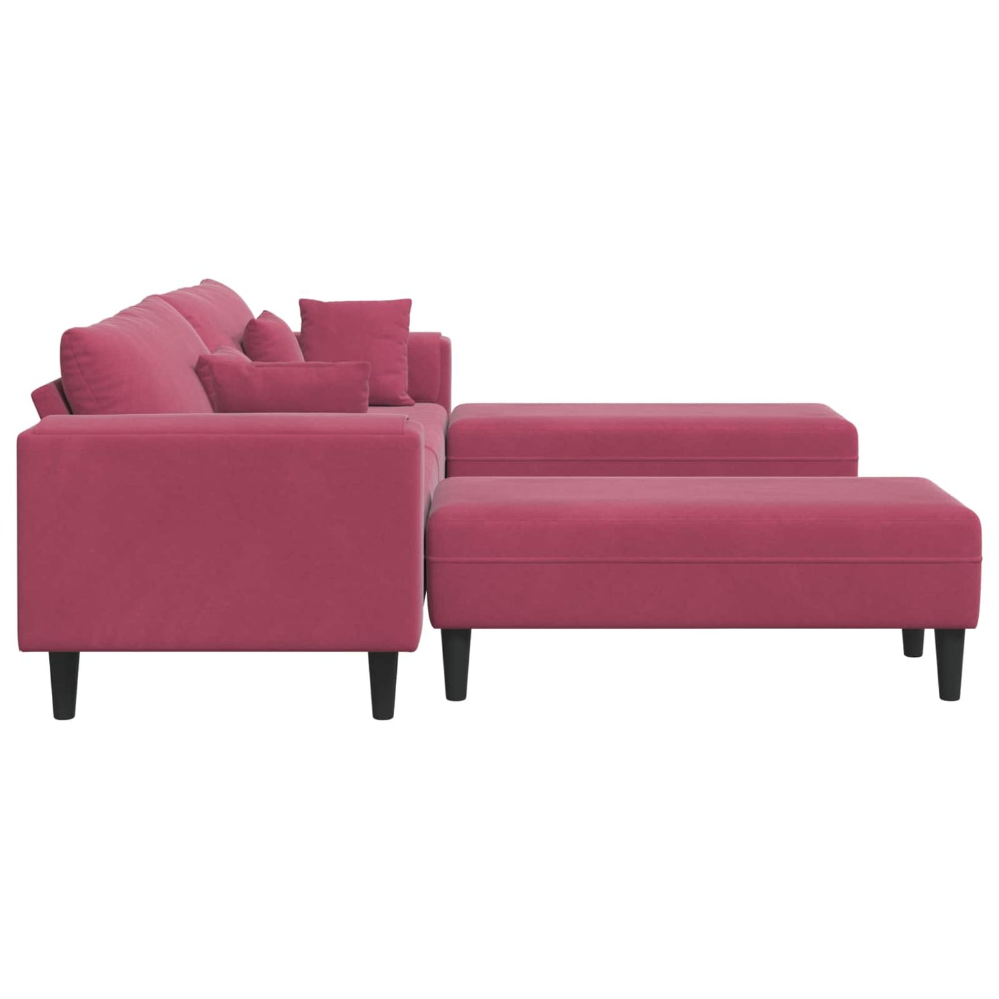 Kanapé 3 pcs Bordó 250 x 188 x 76 cm Bársony