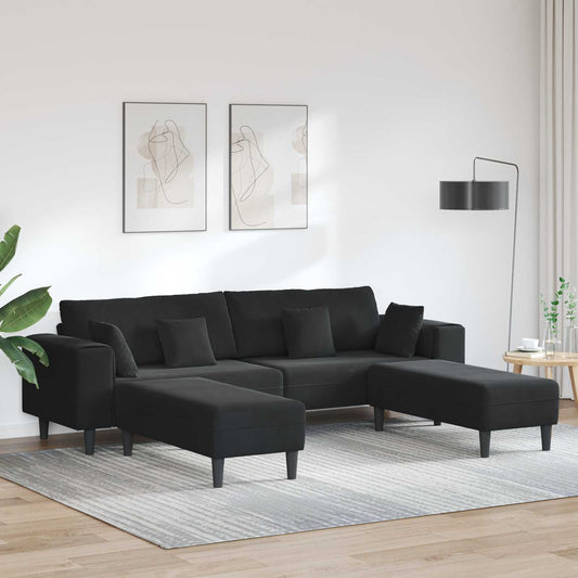 Kanapé 3 pcs Fekete 250 x 188 x 76 cm Bársony