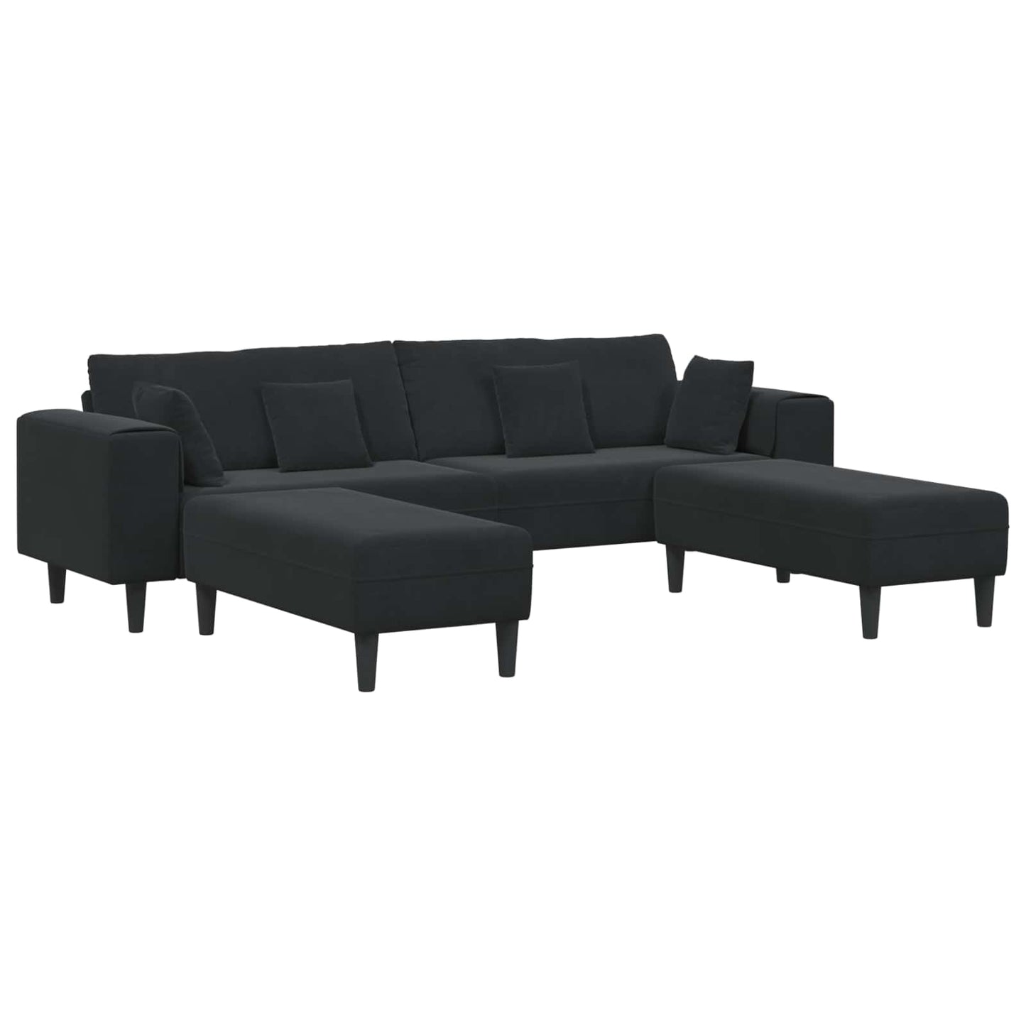 Kanapé 3 pcs Fekete 250 x 188 x 76 cm Bársony