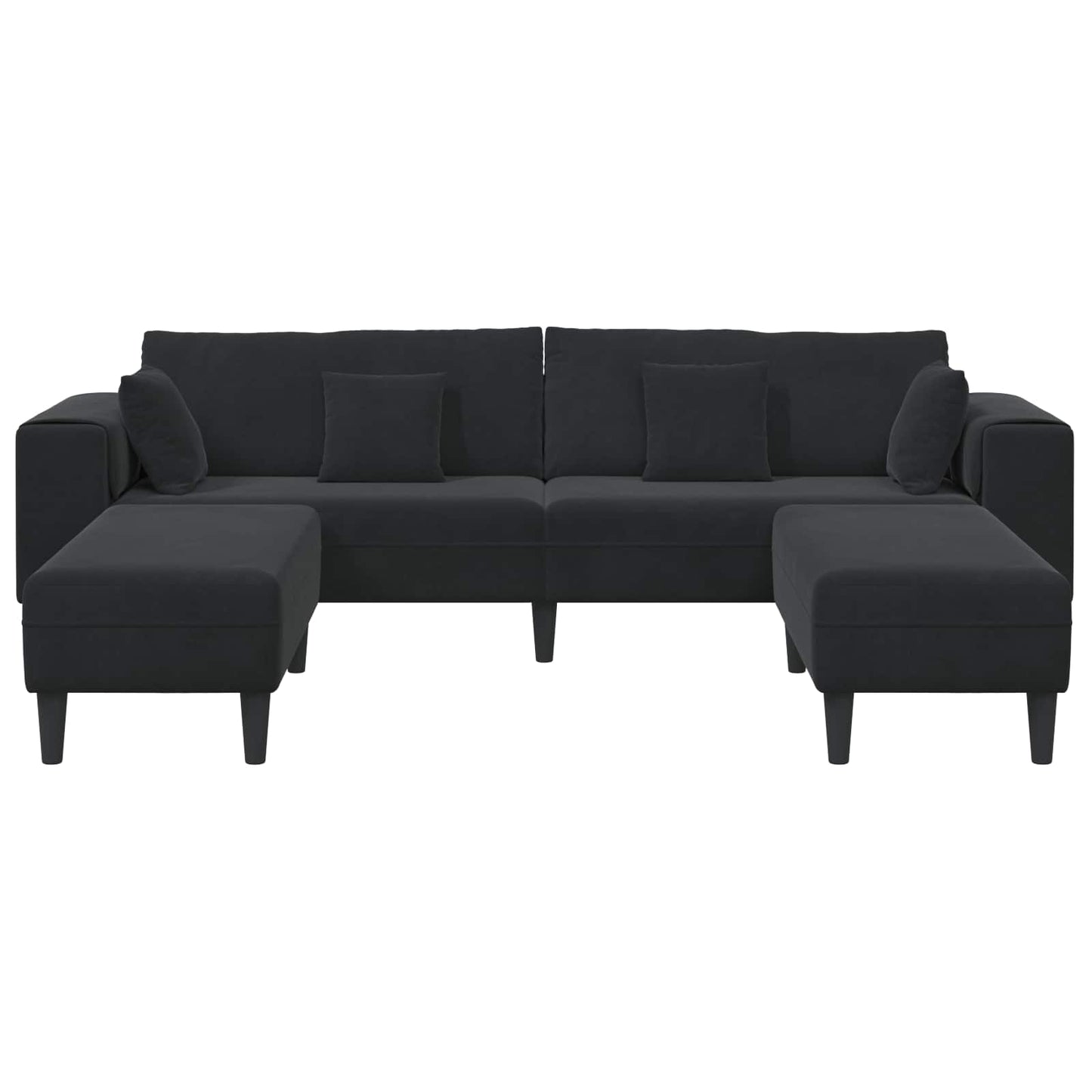 Kanapé 3 pcs Fekete 250 x 188 x 76 cm Bársony