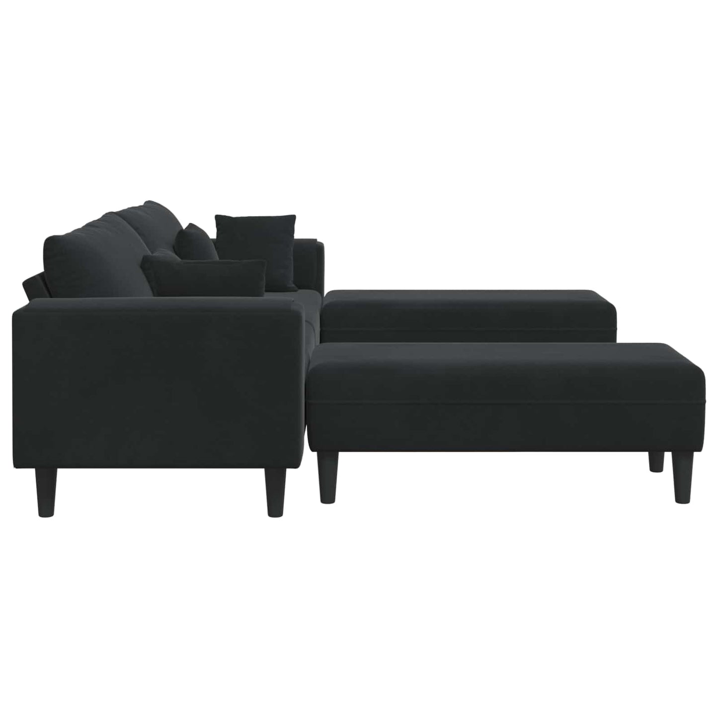 Kanapé 3 pcs Fekete 250 x 188 x 76 cm Bársony