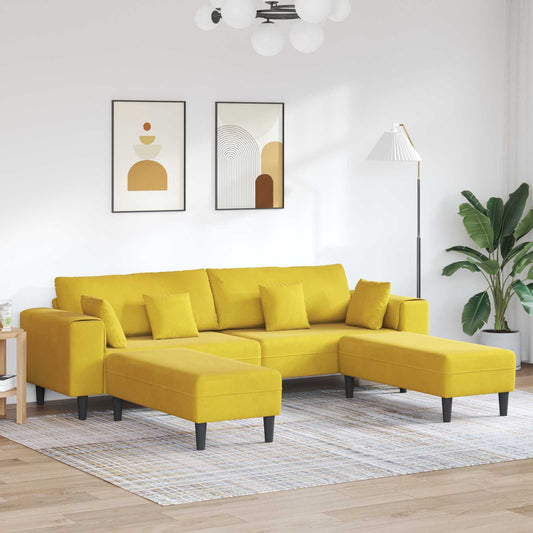Kanapé 3 pcs Sárga 250 x 188 x 76 cm Bársony