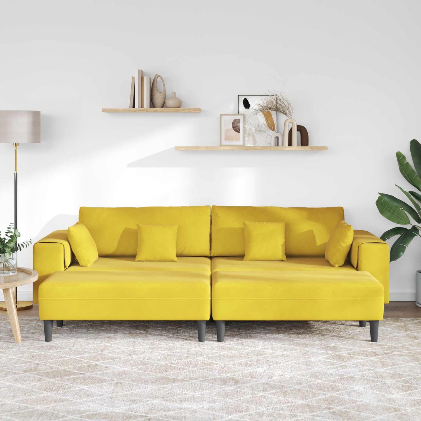 Kanapé 3 pcs Sárga 250 x 188 x 76 cm Bársony
