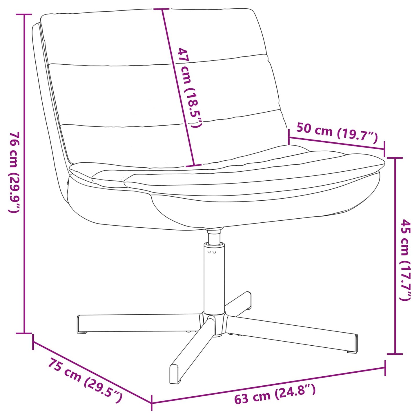 Forgószék Fekete 63 x 75 x 76 cm Antik PU