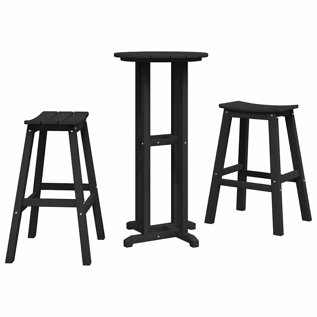 Kerti bár szett 3 pcs Fekete HDPE