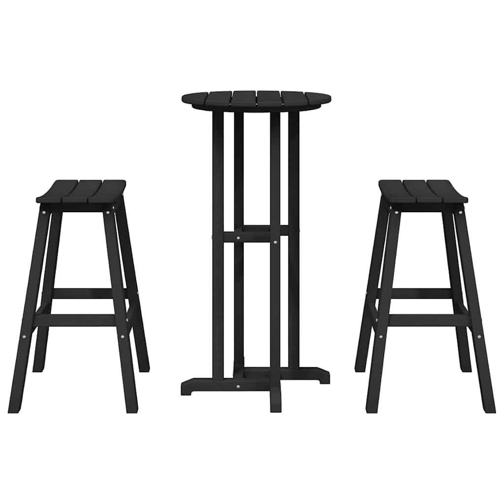 Kerti bár szett 3 pcs Fekete HDPE