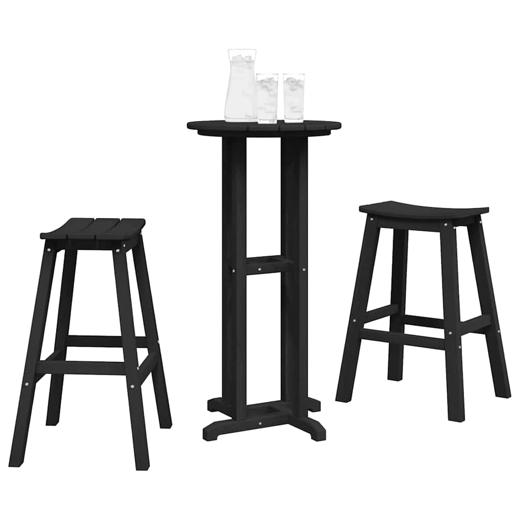 Kerti bár szett 3 pcs Fekete HDPE