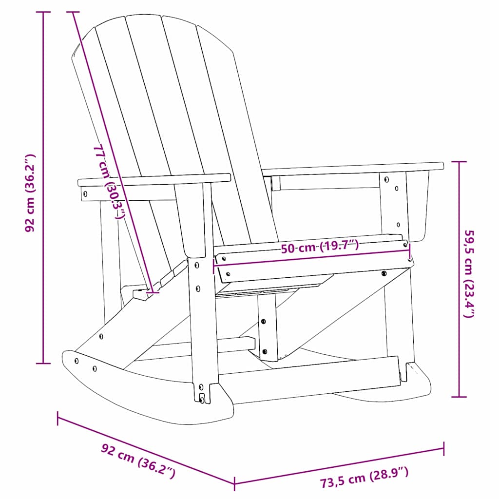 Adirondack hintás székek 2 pcs Fekete HDPE