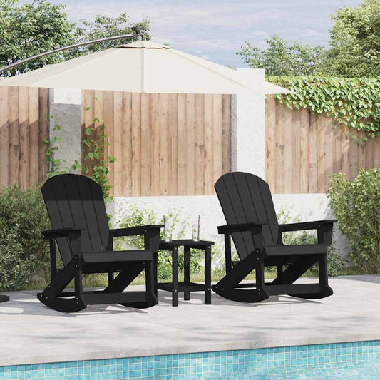 Kerti lounge szett 3 pcs Fekete HDPE
