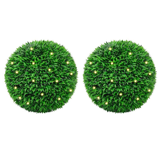 2 db zöld mesterséges boxwood gömbök LED fényekkel 55 cm