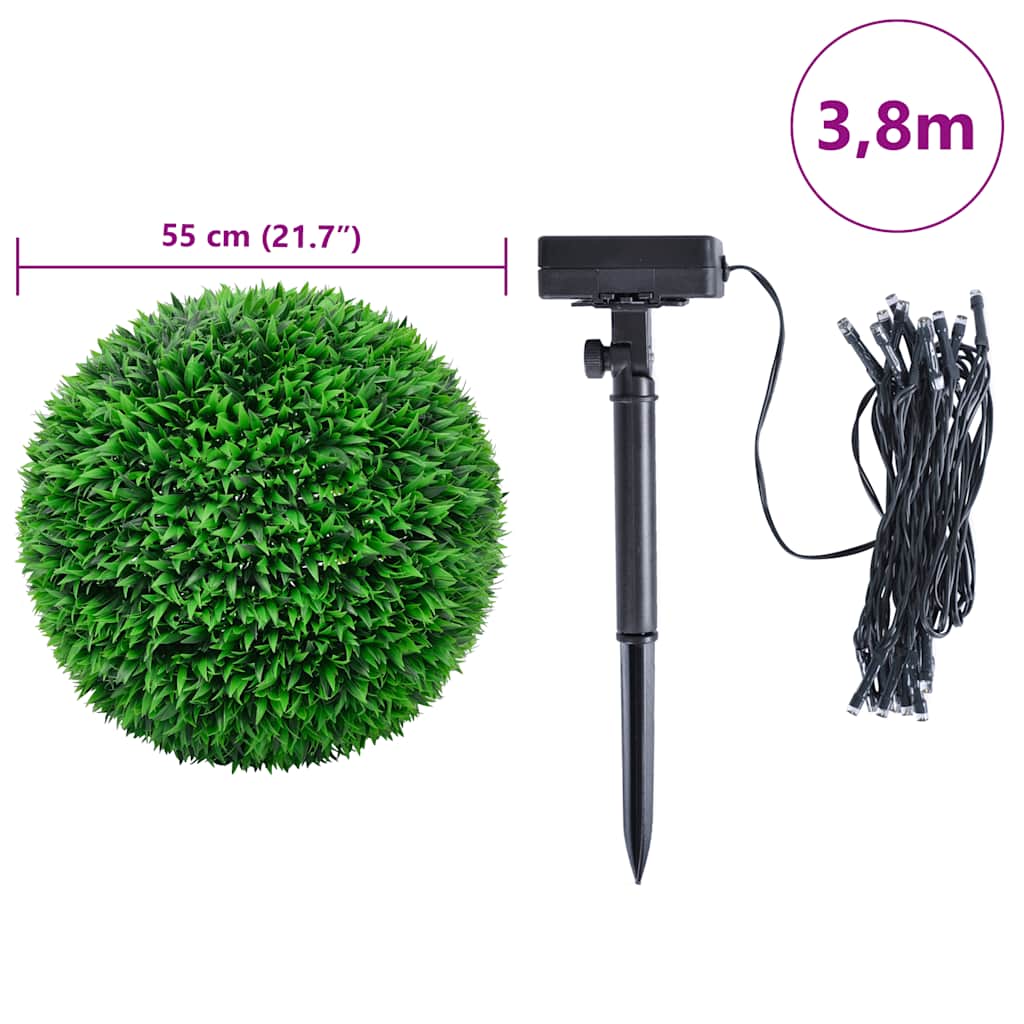 2 db zöld mesterséges boxwood gömbök LED fényekkel 55 cm