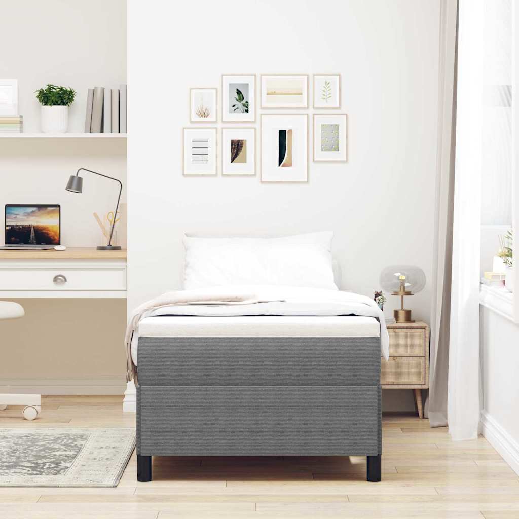 Boxrugós ágy Világosszürke 90 x 200 cm Bársonyos szövet