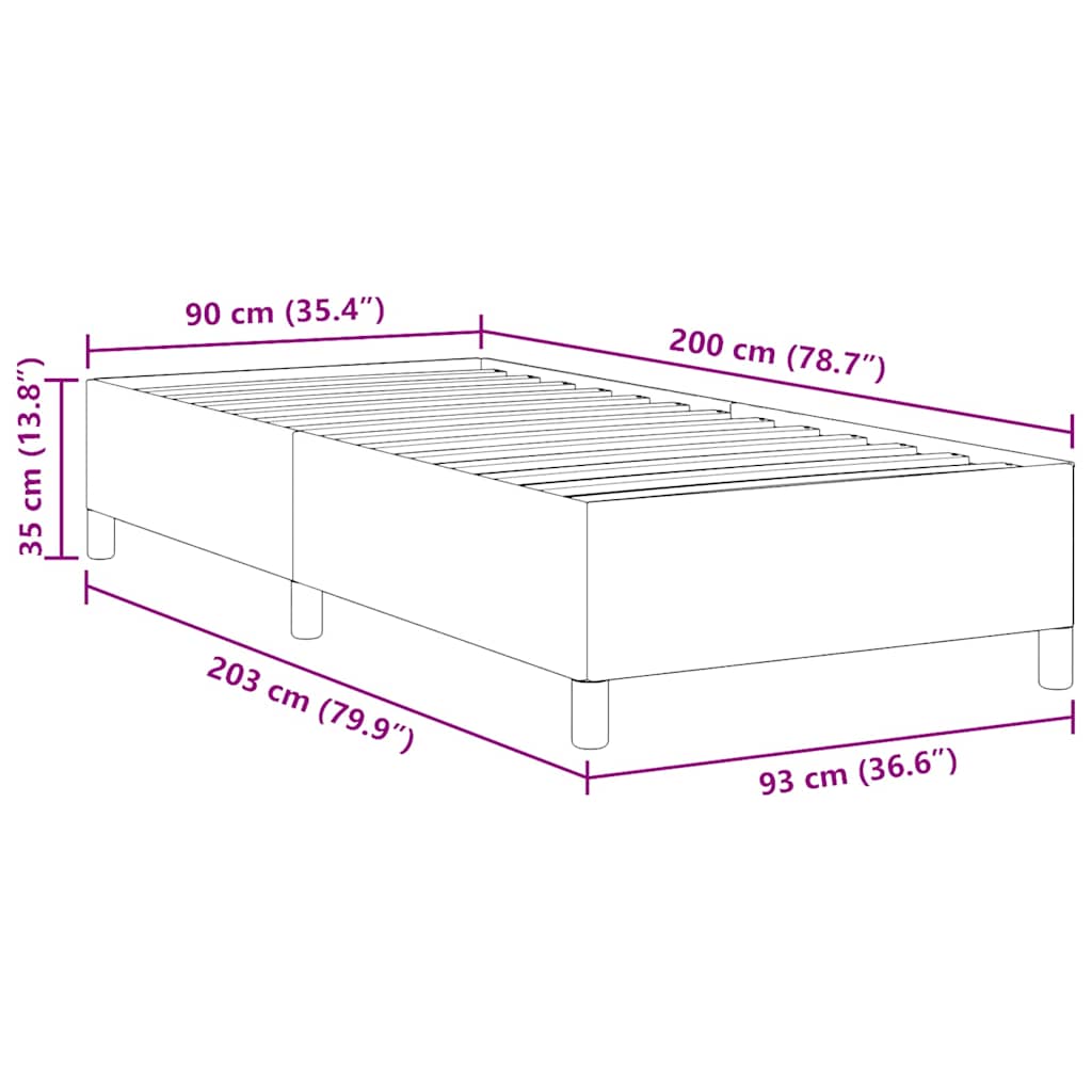 Boxrugós ágy Világosszürke 90 x 200 cm Bársonyos szövet