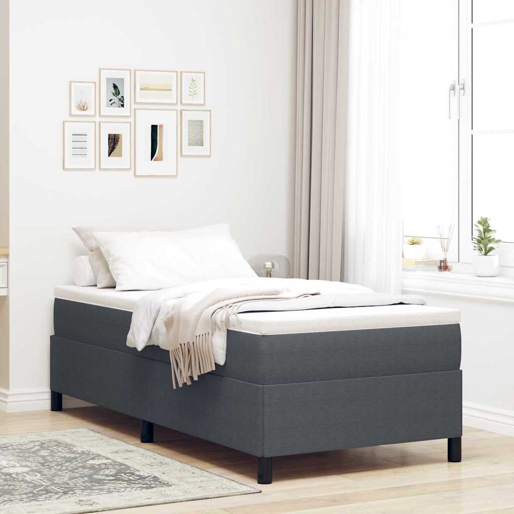 Boxrugós ágy Sötétszürke 100 x 200 cm Bársonyos szövet