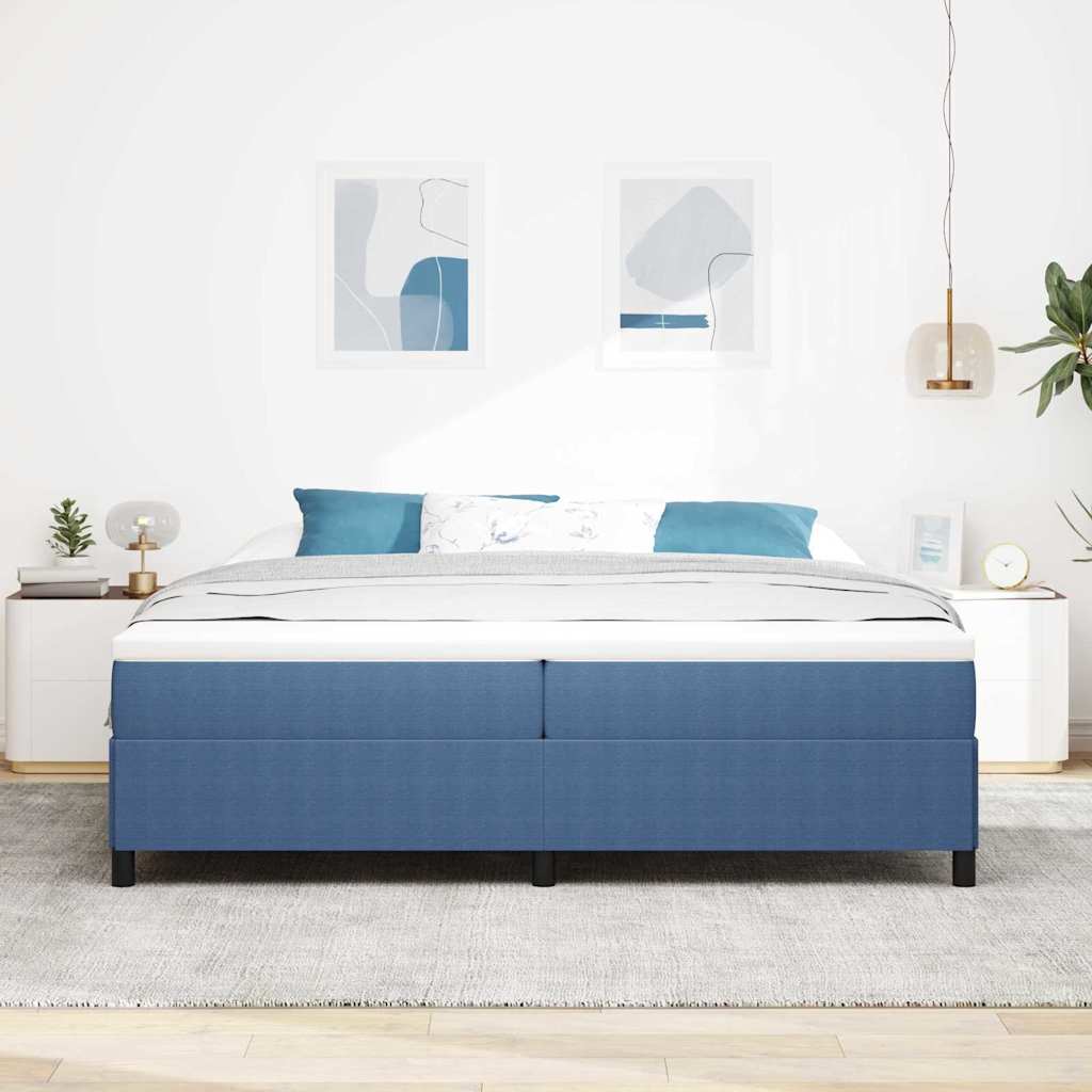 Boxrugós ágy Kék 200 x 200 cm Bársonyos szövet