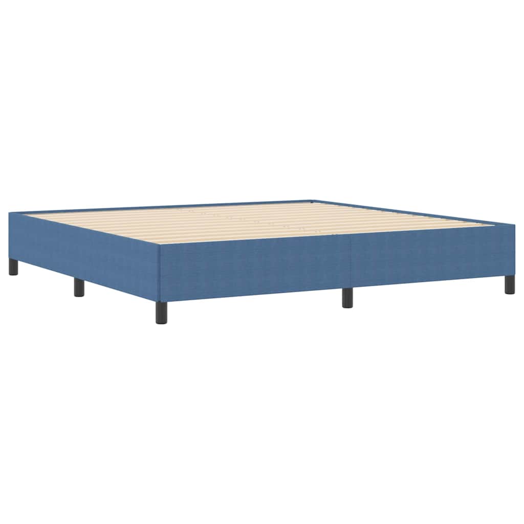 Boxrugós ágy Kék 200 x 200 cm Bársonyos szövet