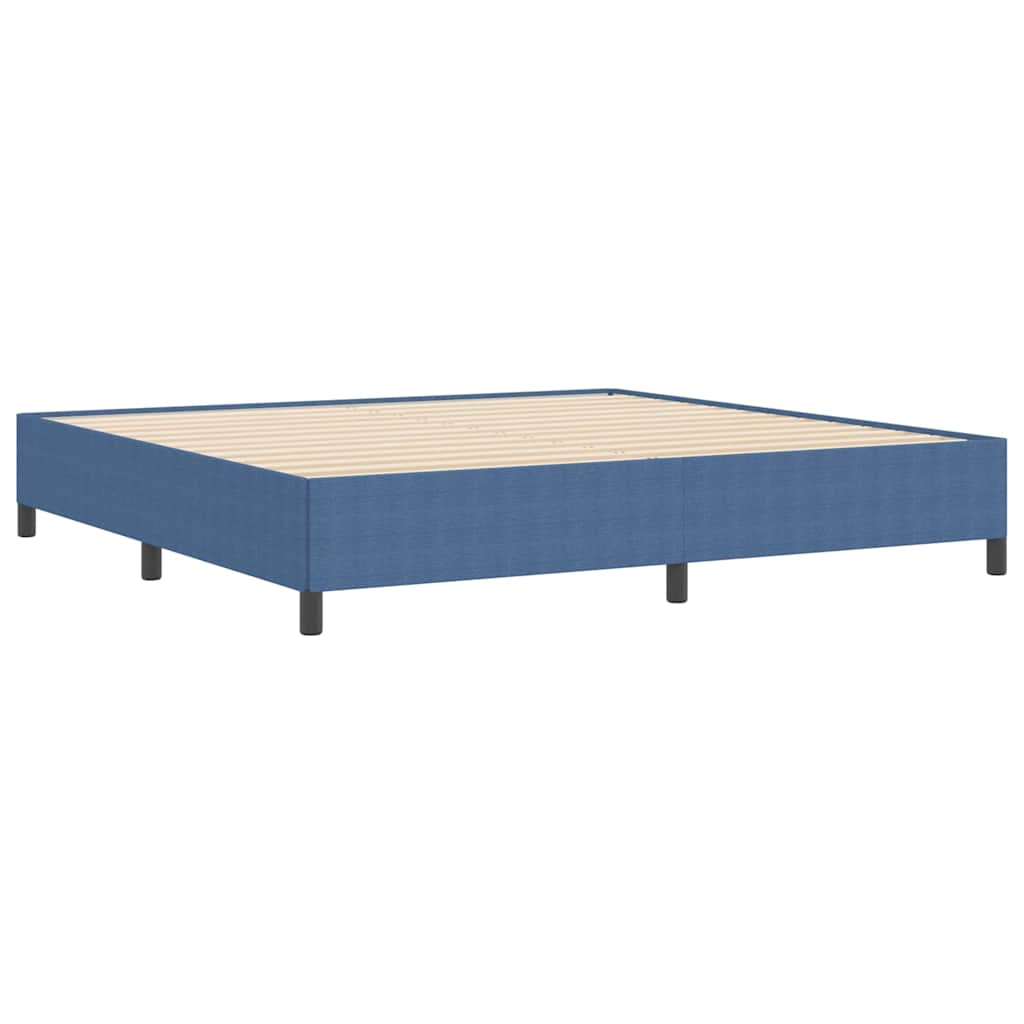 Boxrugós ágy Kék 200 x 200 cm Bársonyos szövet
