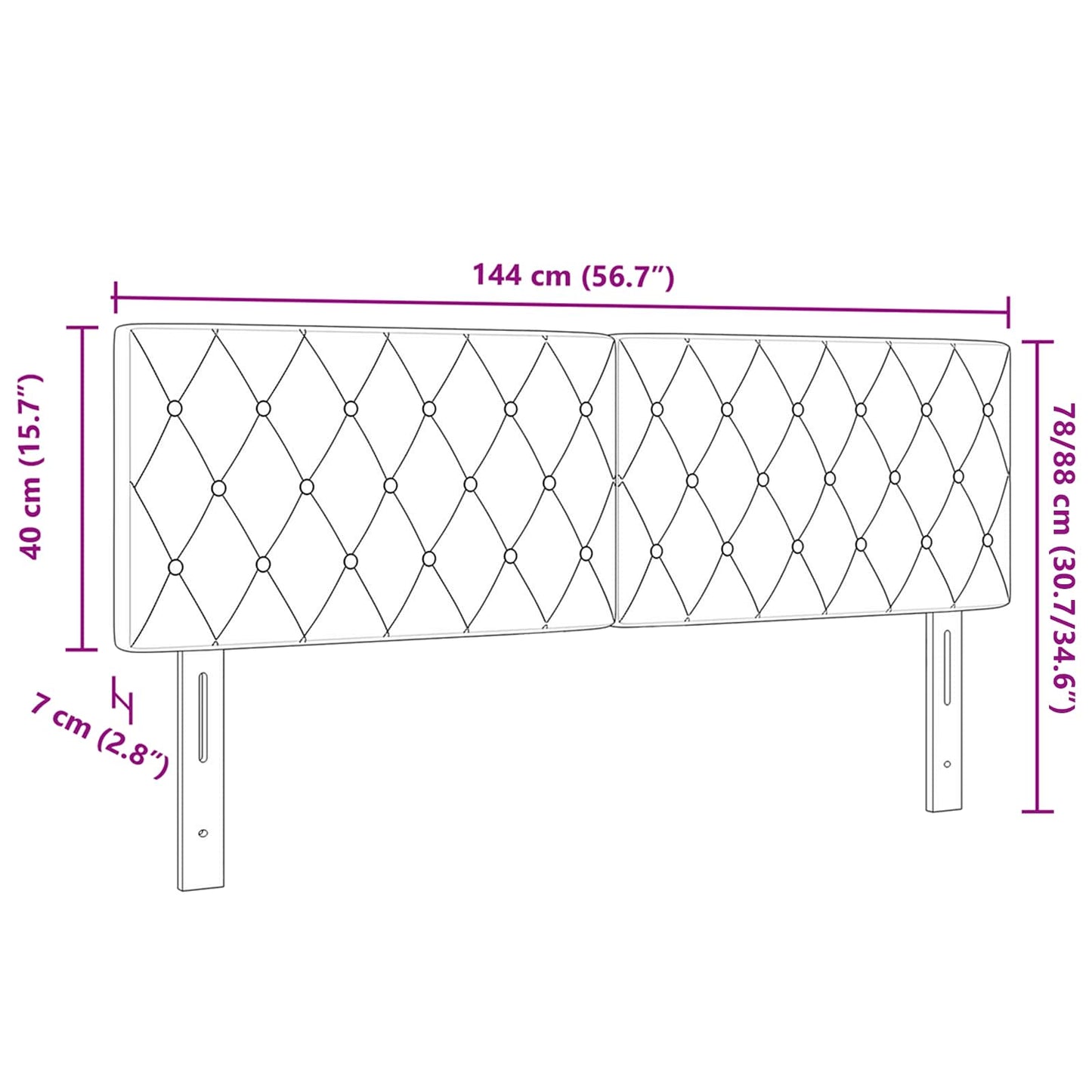 Fejtámla Fekete 144 cm Bársony