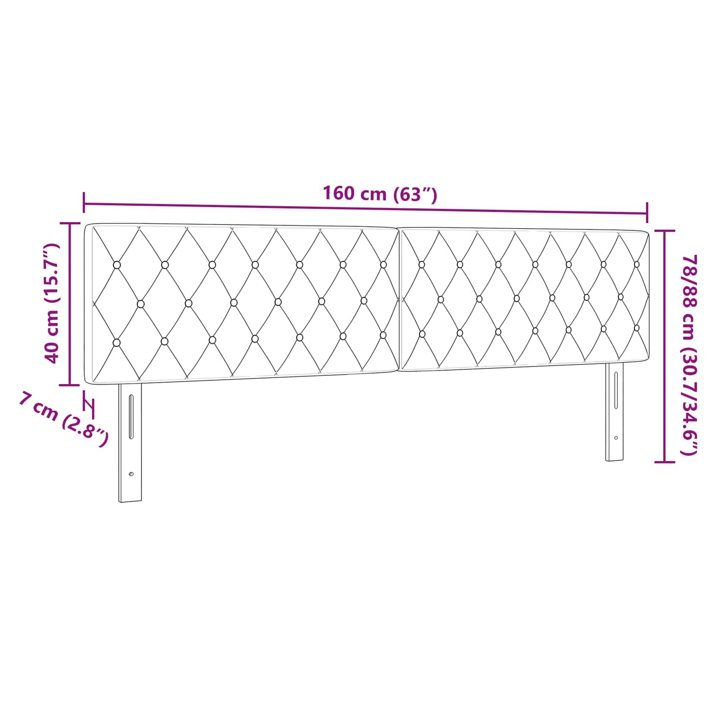 Fejtámla Fekete 160 cm Bársony
