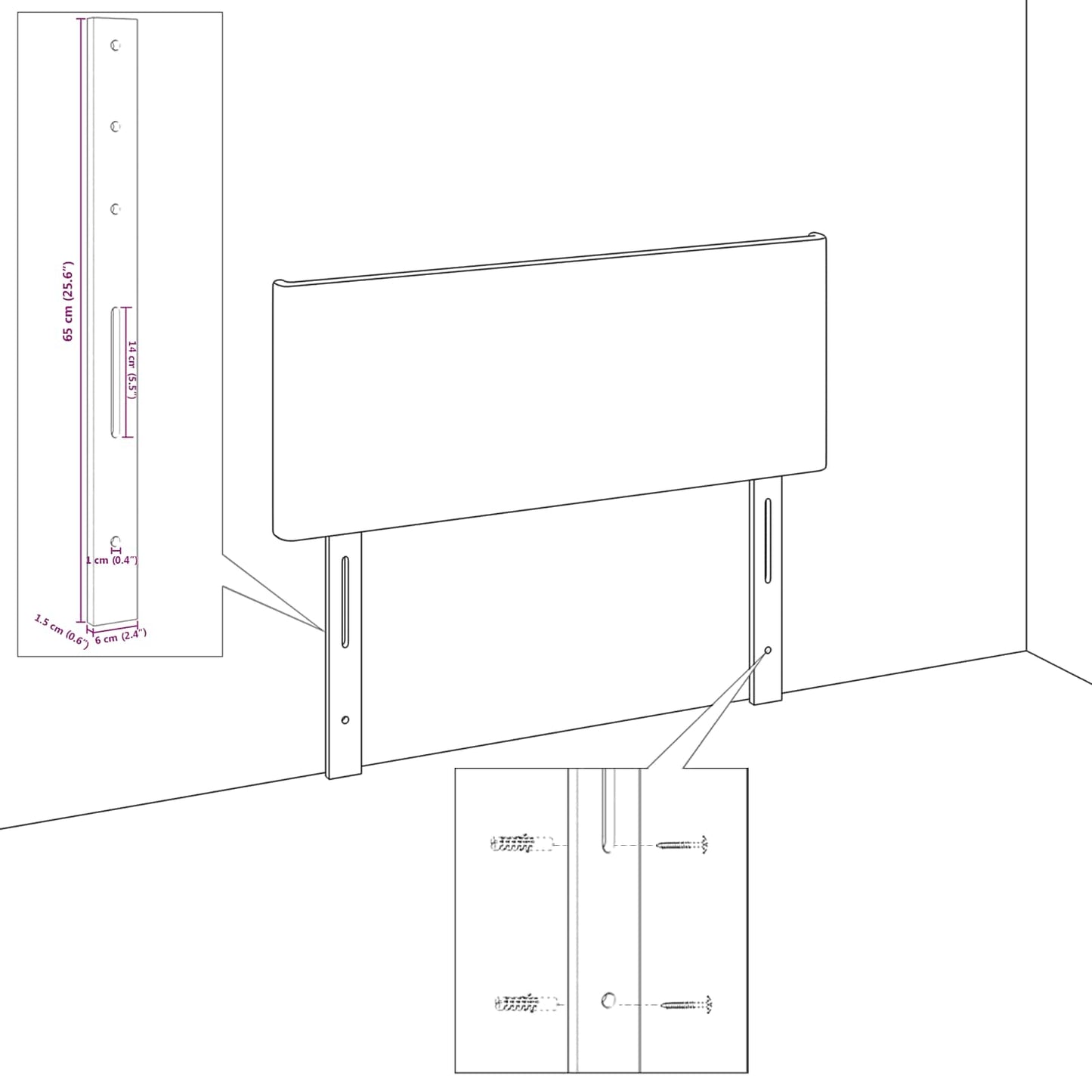 Fejtámla Sötét kék 160 cm Bársony