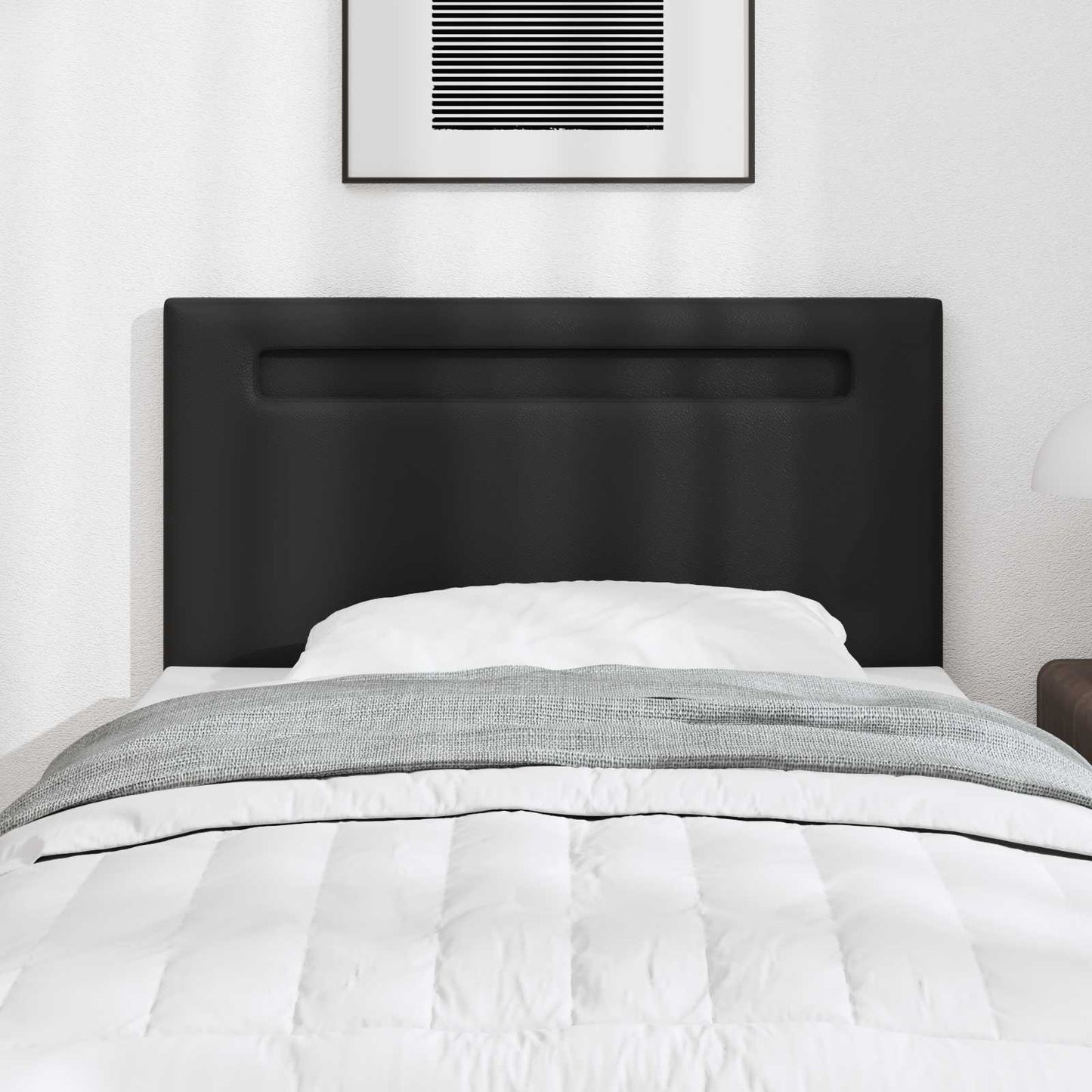 LED ágytámla Fekete 90 cm Műbőr