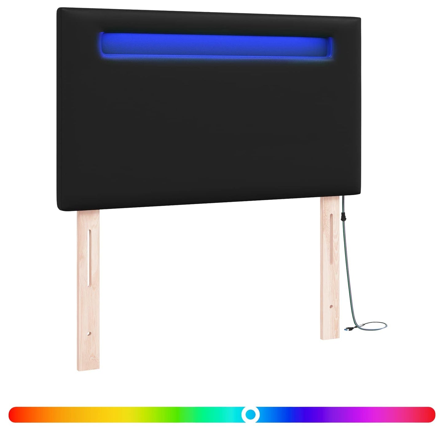LED ágytámla Fekete 90 cm Műbőr
