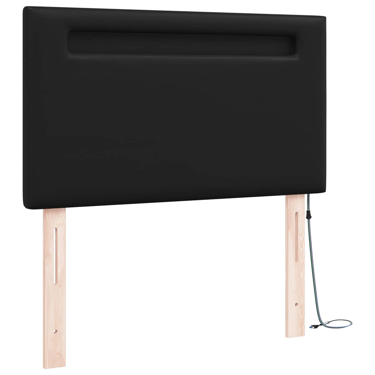 LED ágytámla Fekete 90 cm Műbőr
