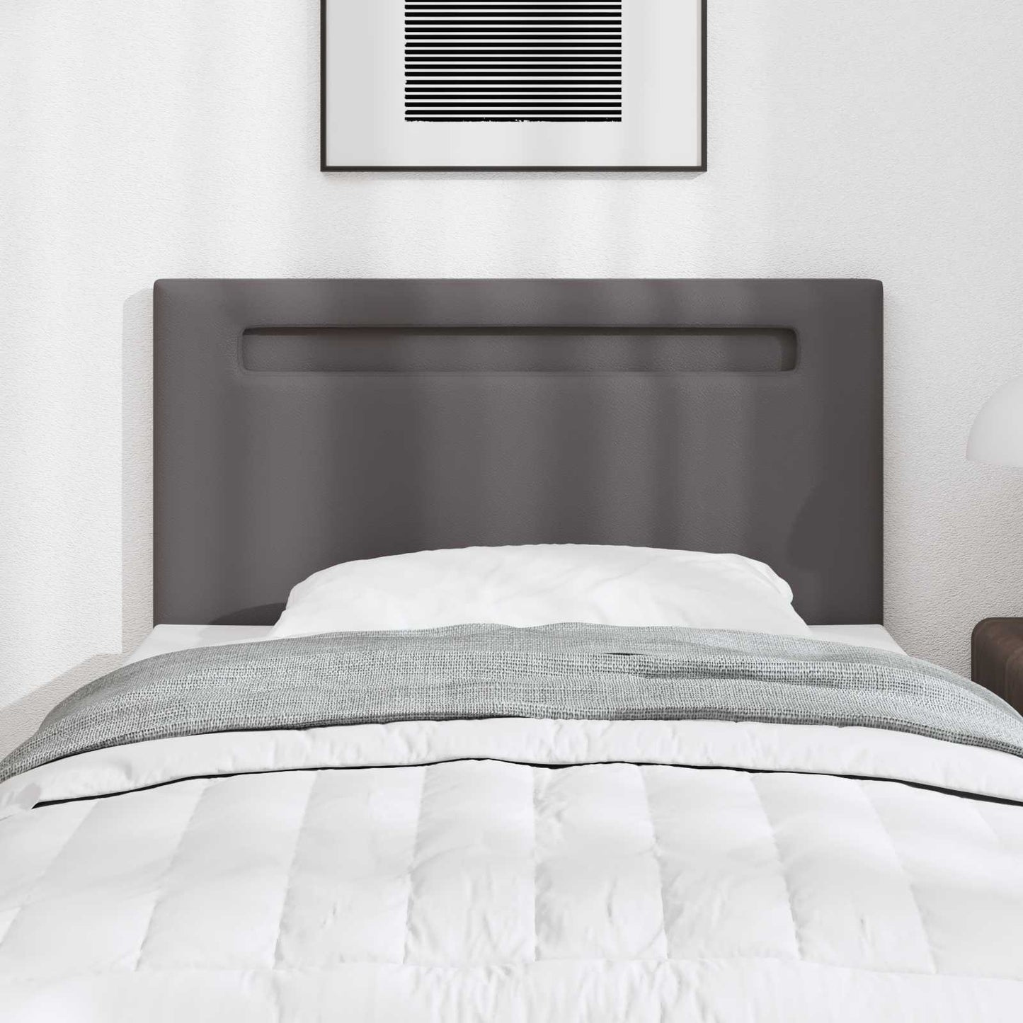 LED ágytámla Szürke 90 cm Műbőr